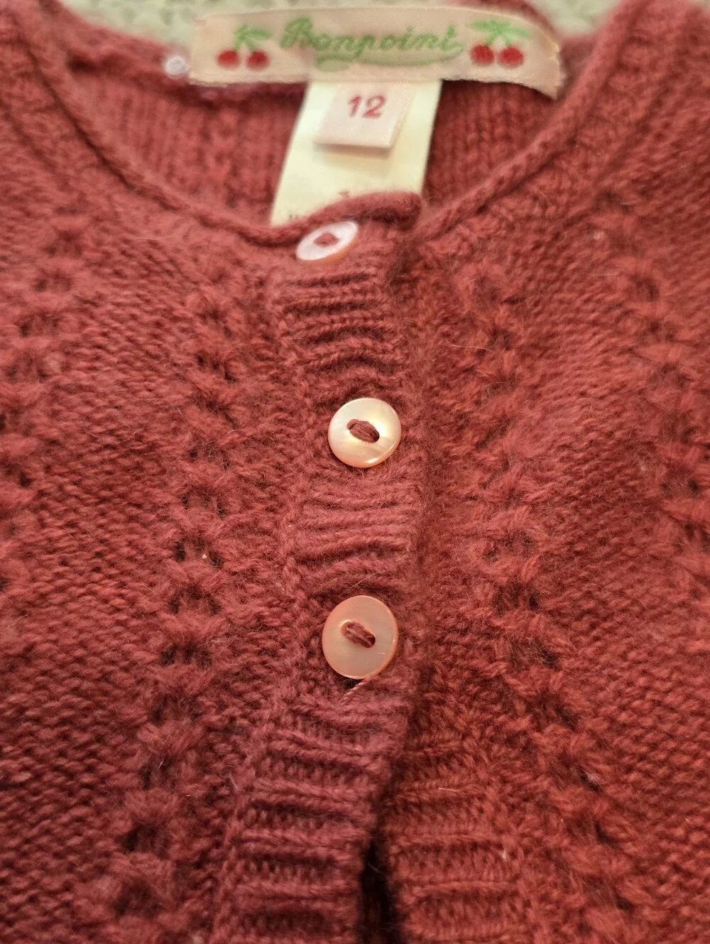 Bonpoint Cashmere Knit Baby Cardigan